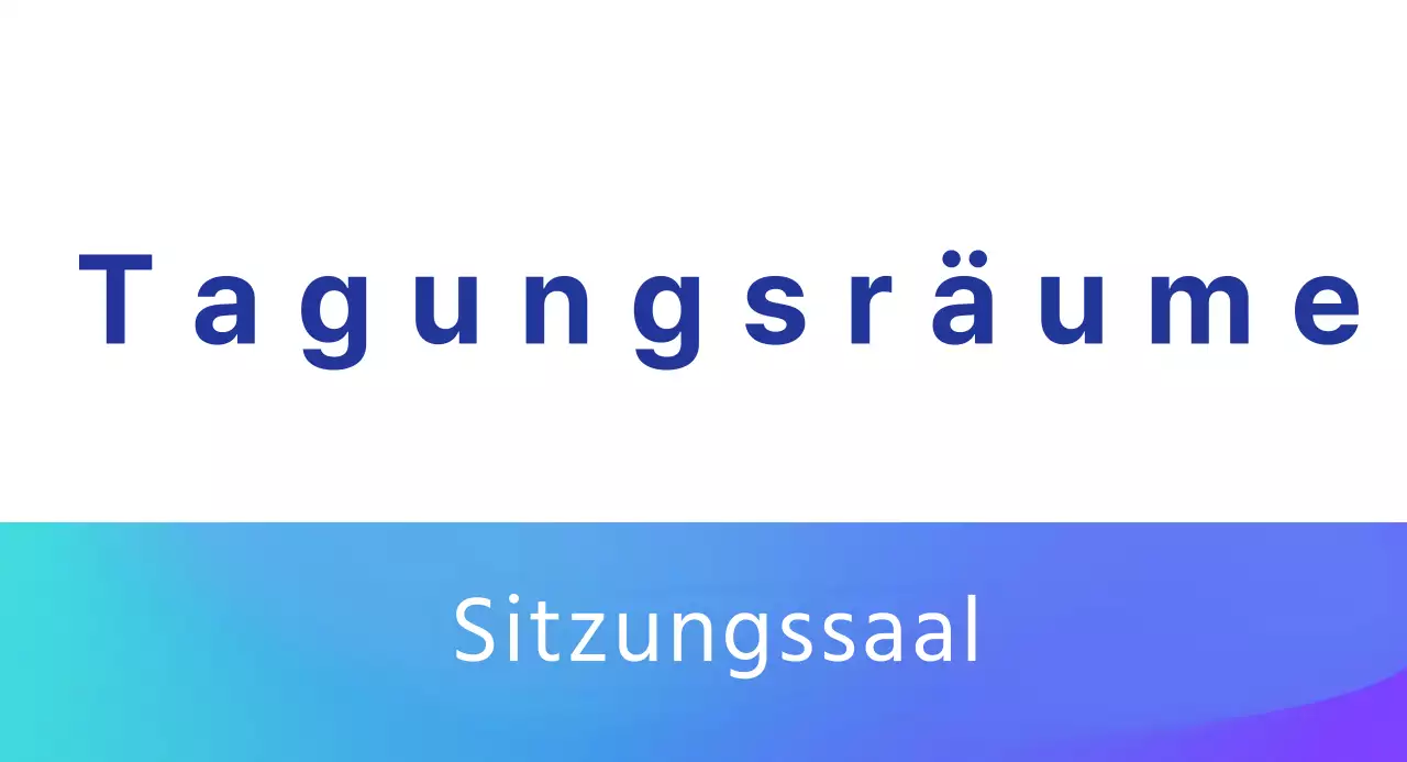 Leitfaden für Tagungsräume mit blauem Farbverlauf