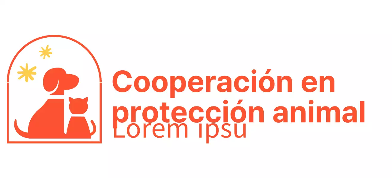 Asociación protectora de animales con un simpático logotipo ilustrado de un perro y un gato en rojo.
