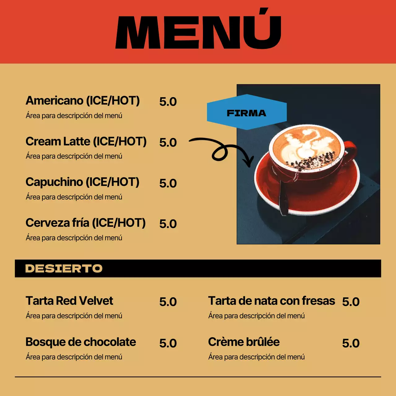 Promover una cafetería de inspiración vintage en amarillo y rojo