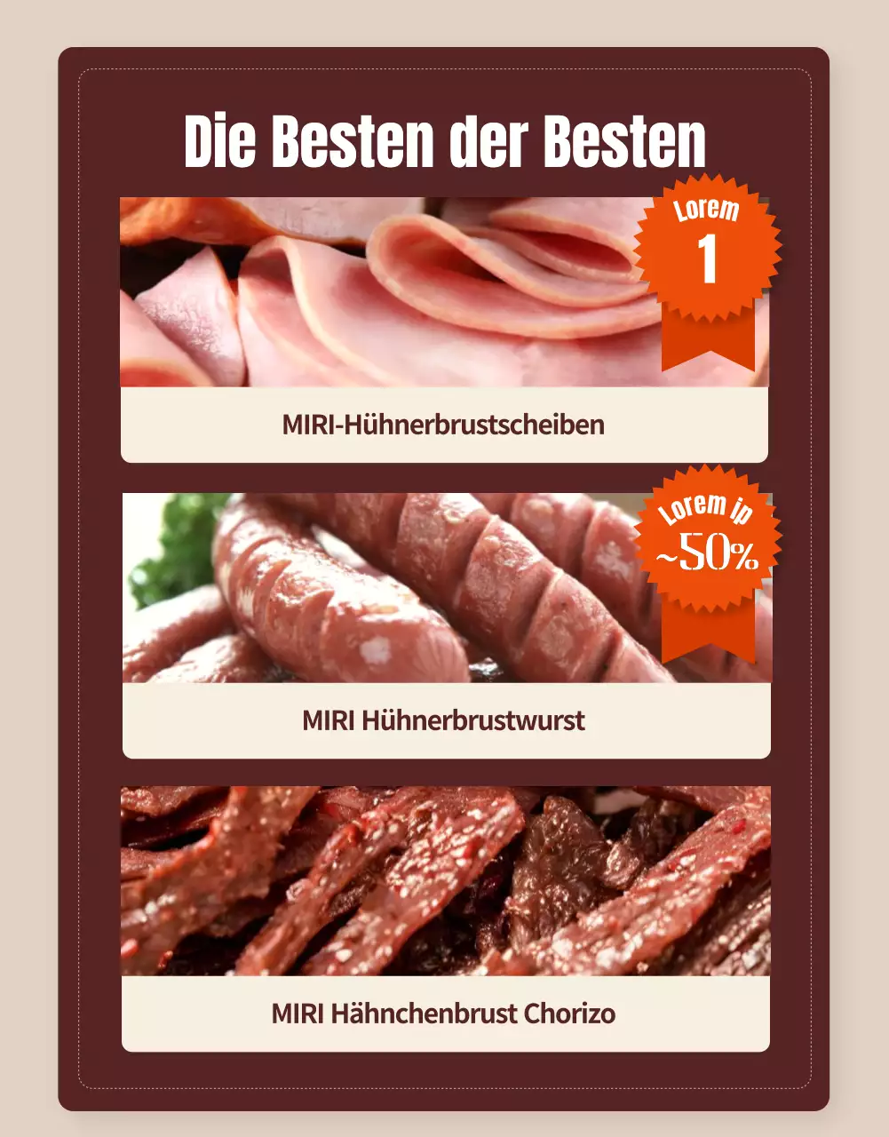 Förderung einer einfachen Ernährung Hühnerbrust in braun und beige