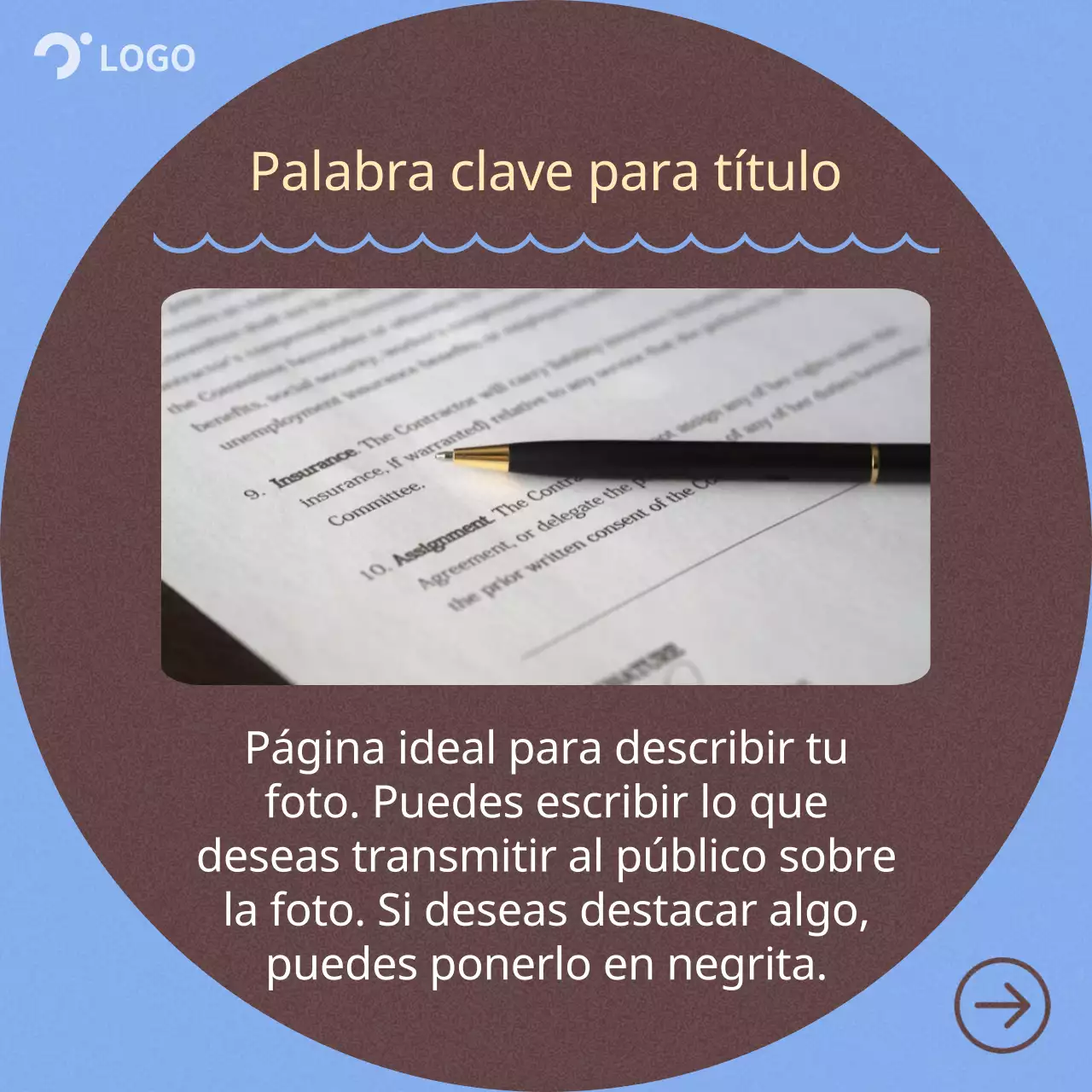 Descripción del fondo minimalista azul claro y marrón a mano alzada