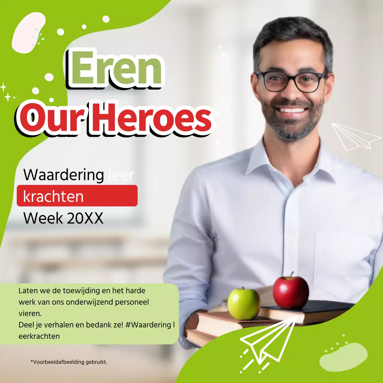 Lime en Rood Trendy Lerarendag Waardering Publiciteit