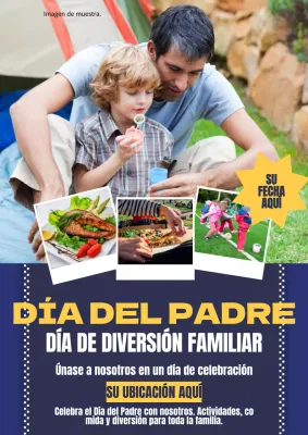 Publicidad de moda para el Día del Padre en azul marino y amarillo