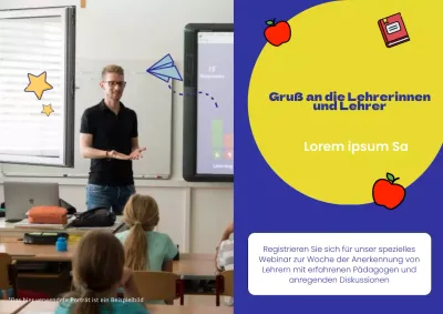 Blaue und gelbe Trendy Teachers' Day Webinar-Einladung