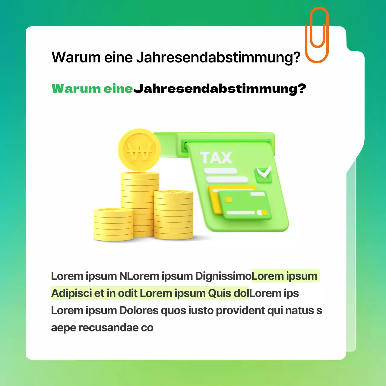 Moderne Buchhaltungserklärung zum Jahresende mit grünem Hintergrund