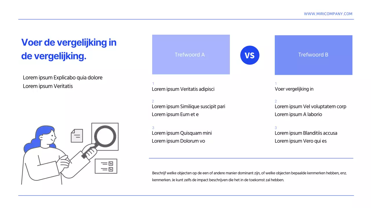 Een eenvoudig blauw-wit sjabloonrapport voor informatieorganisatie