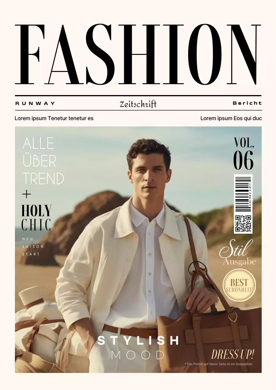 Trendige Modemagazine in Elfenbein und Schwarz