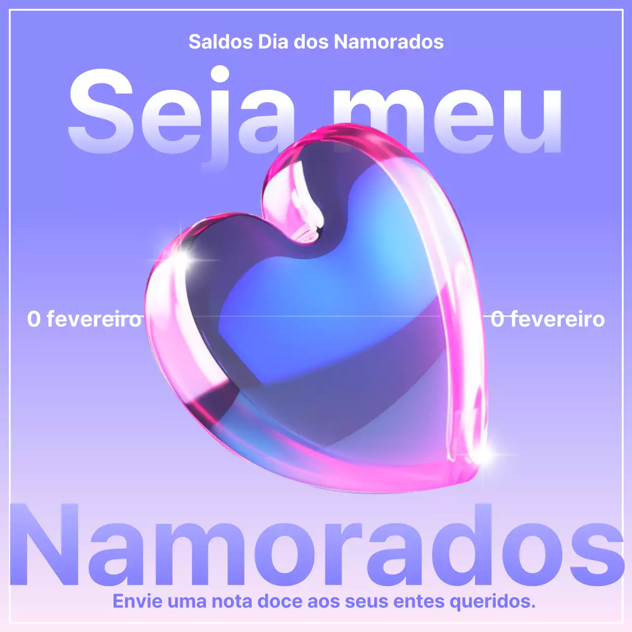 Um anúncio de saldos roxo e cyberpunk para o Dia dos Namorados
