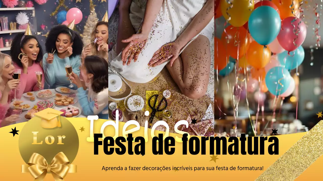 Ideias DIY para uma festa de formatura luxuosa em amarelo e dourado explicadas