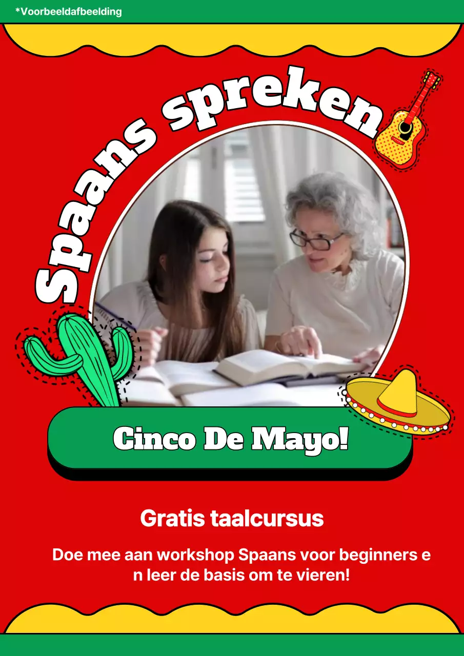 Rode en Gele Kitsch Spaanse Les Publiciteit