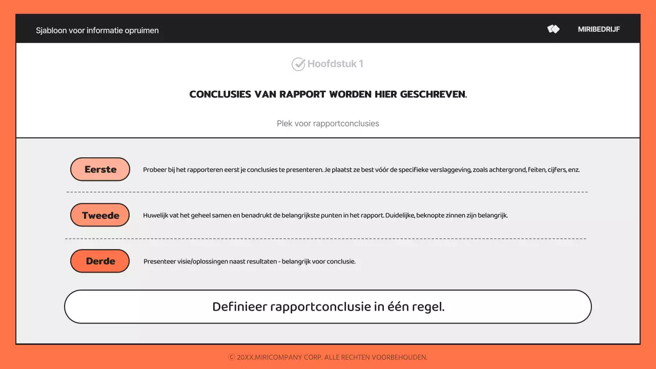 Een eenvoudig oranje-en-zwart, informatierijk rapport