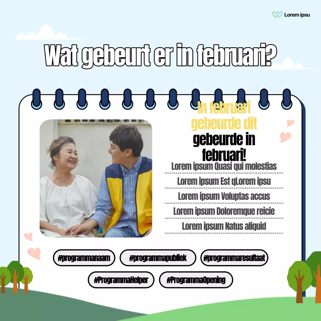 Een mooi bericht over het welzijnskantoor in groen en regenbogen