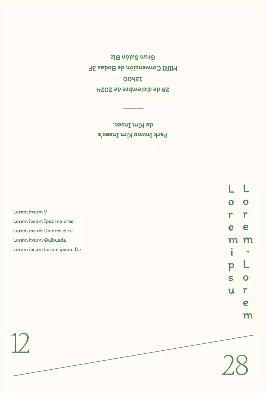 Invitación verde con tipografía tranquila y limpia