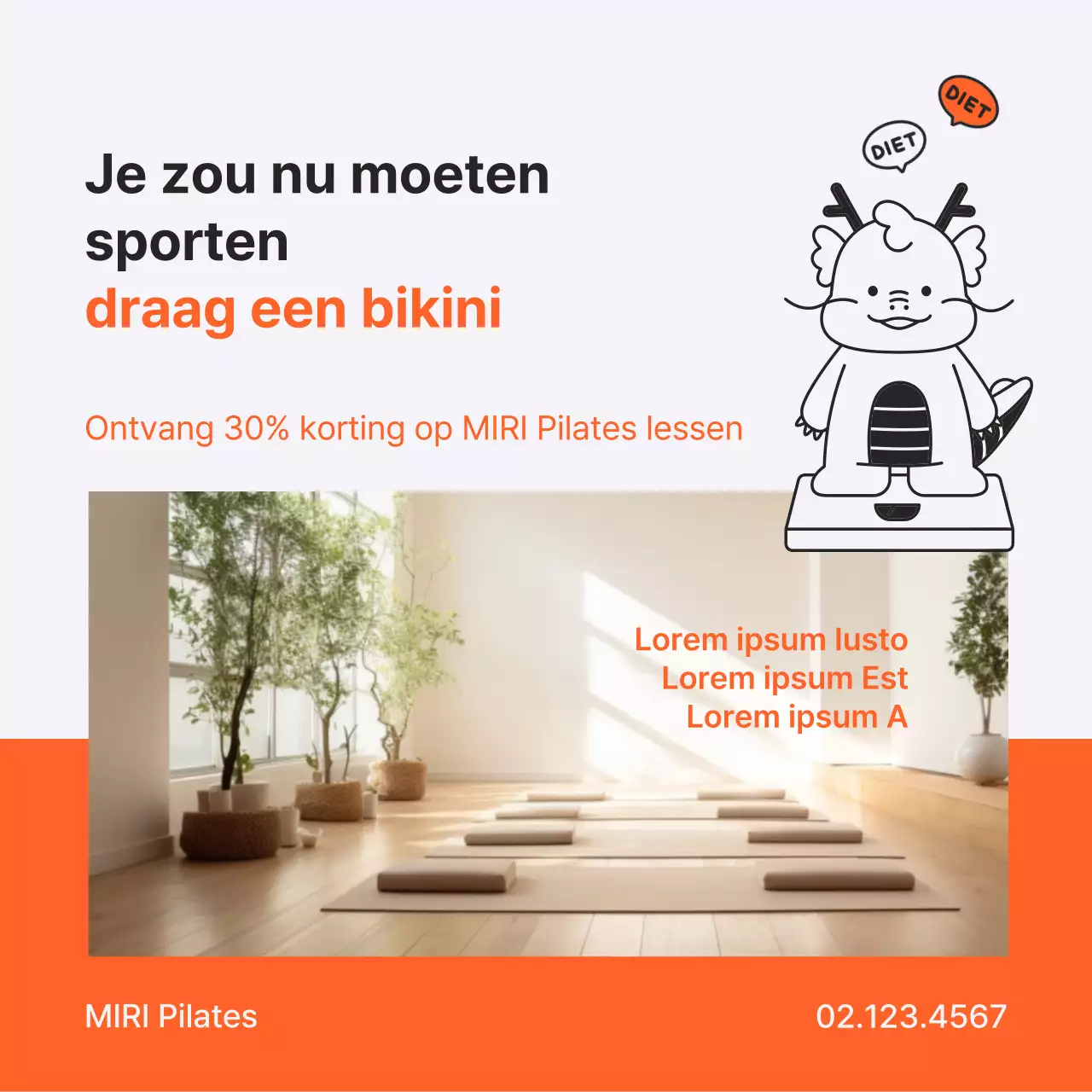 Pop-art oranje en witte Lunar New Year verkoopadvertentie