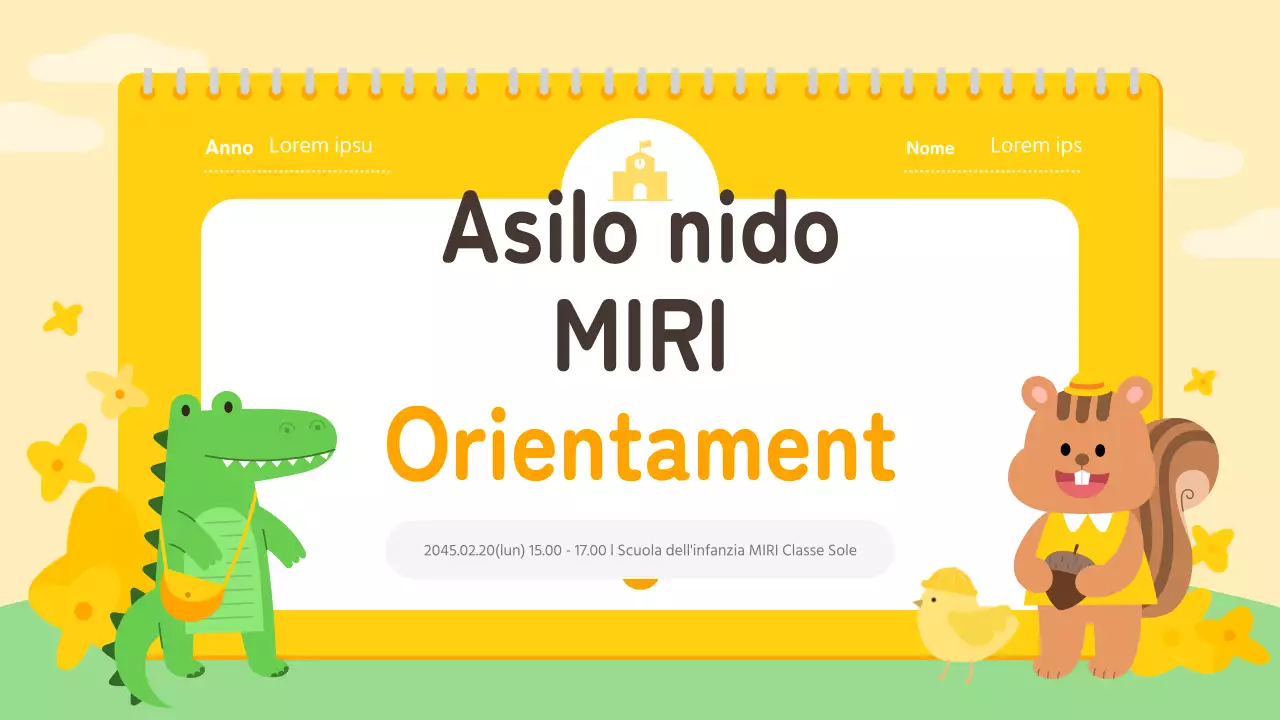 Presentazione dell'orientamento prescolare giallo e arancione