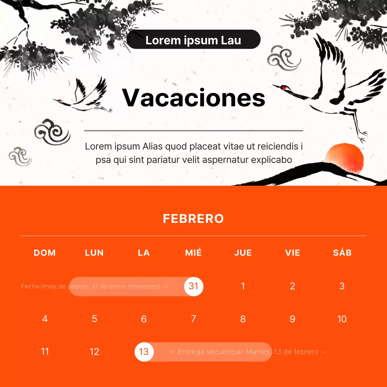 Guía de los horarios tradicionales de los envíos navideños en naranja y blanco