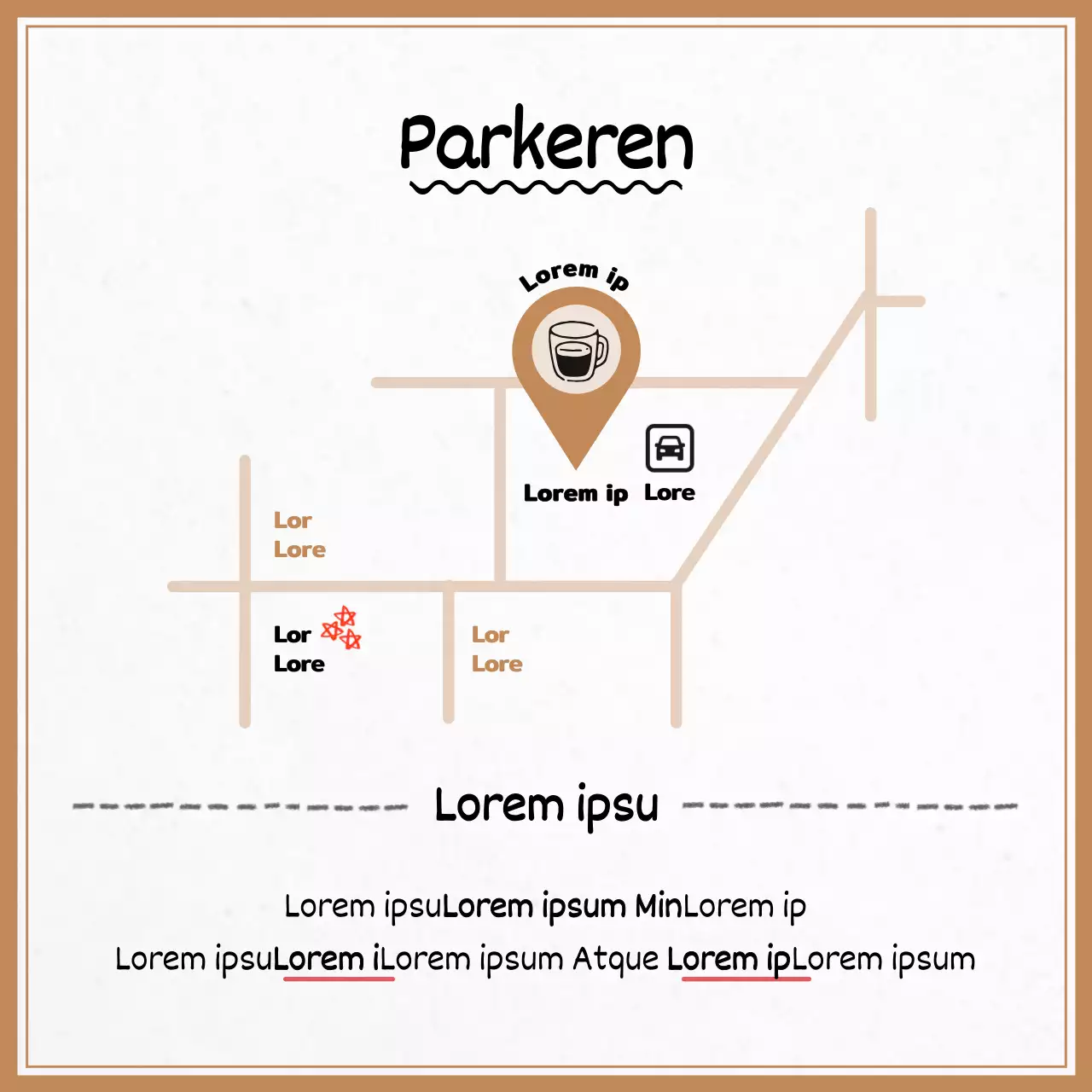 Bruine, gezellige café-aankondigingen