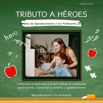 Encantador anuncio verde y rojo de agradecimiento por el Día del Profesor