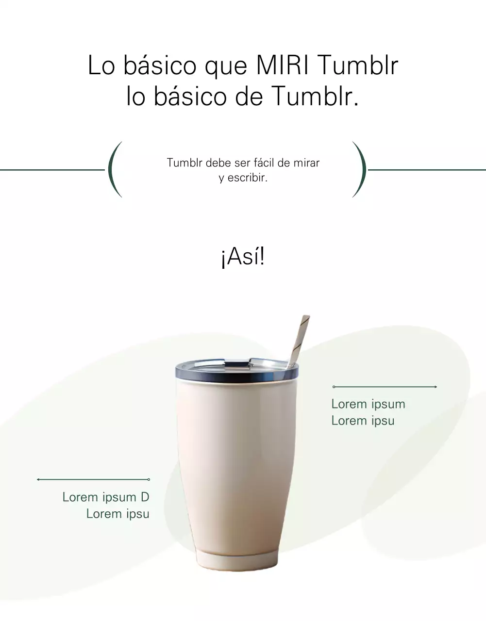 Un anuncio Tumblr minimalista en blanco y verde
