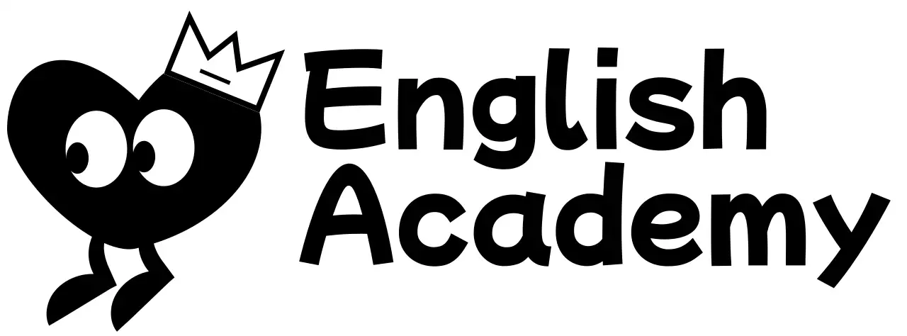 English Academy with a cute concept featuring heart characters
