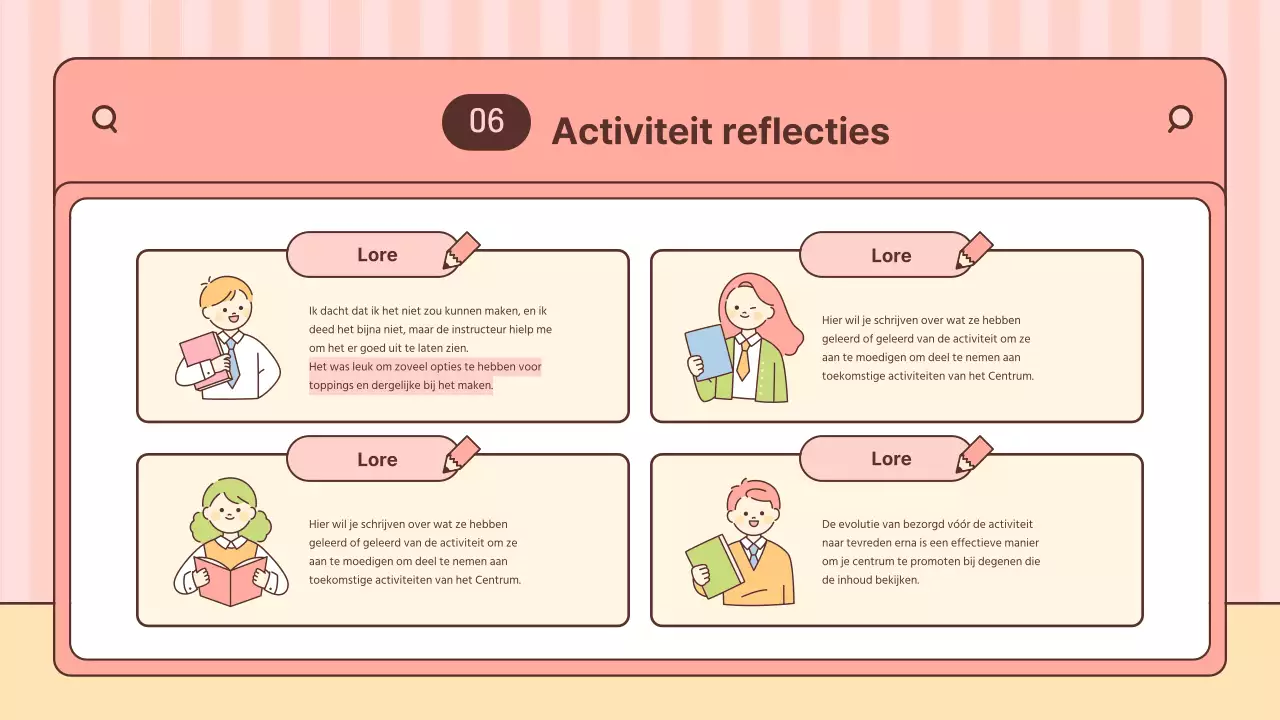 Roze en Geel Centrum Klasactiviteit Verzamelpost