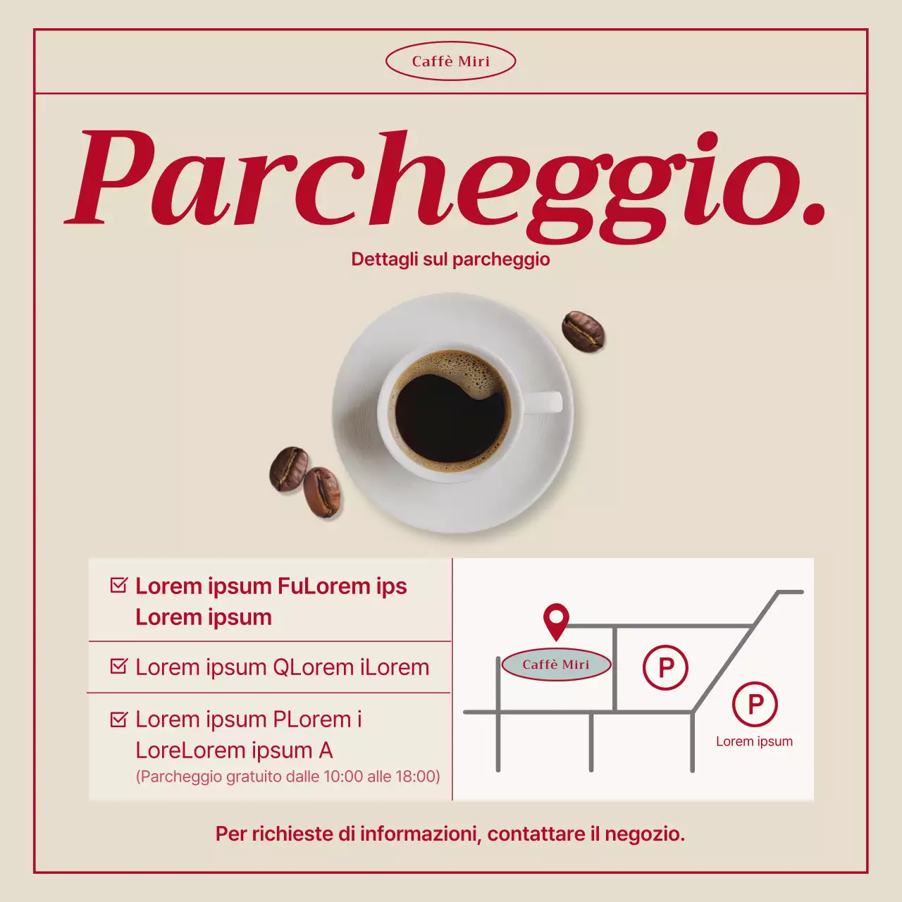 Annuncio di caffè vintage in menta e rosso