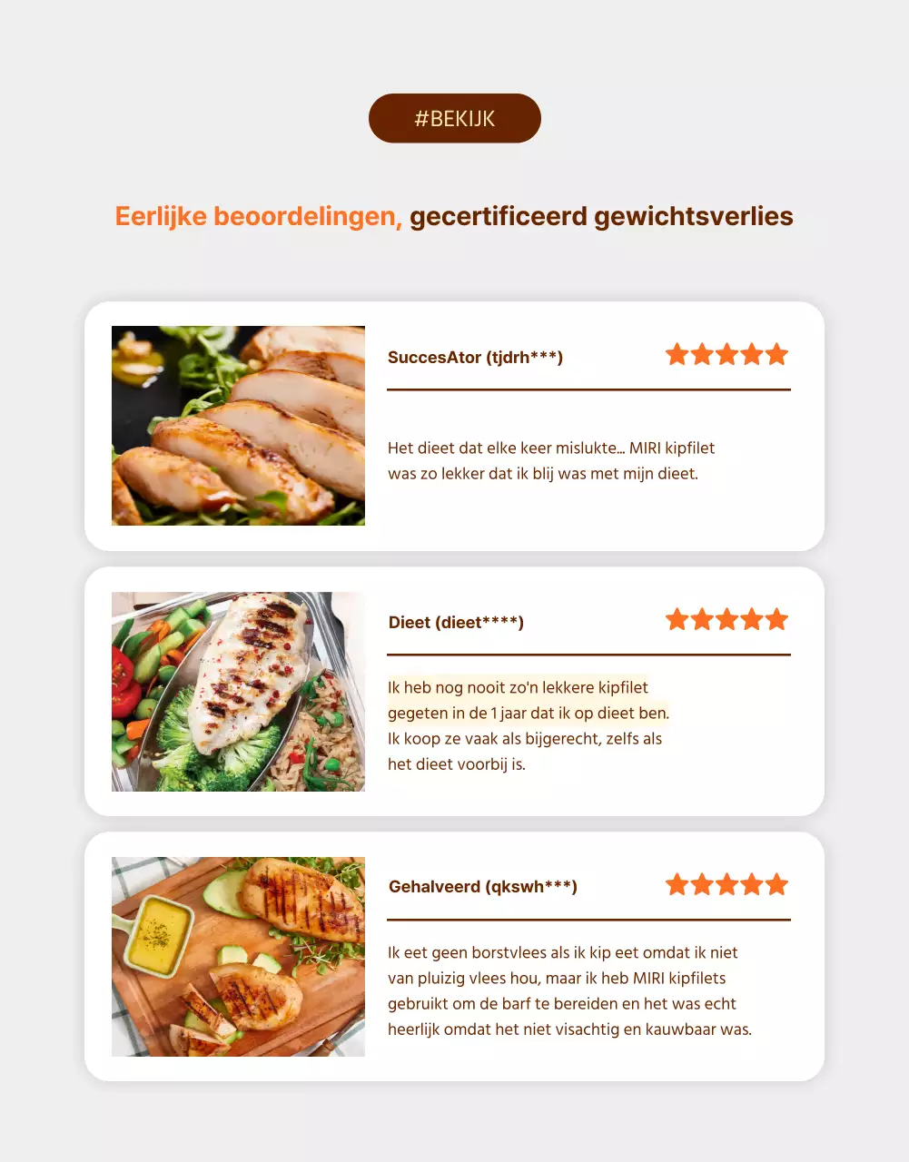 Promoot Simpel Dieet Kippenborstjes in Oranje en Bruin