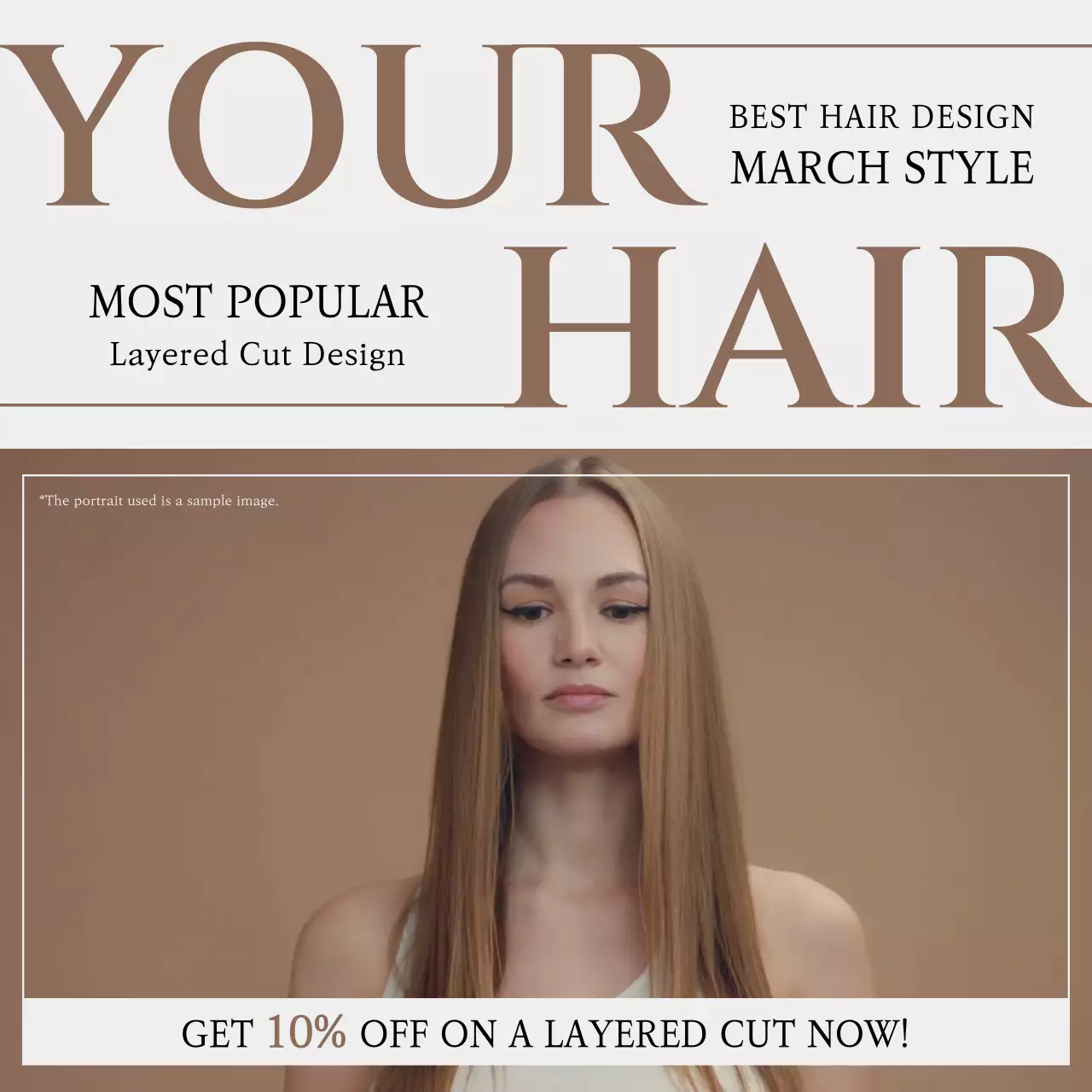 베이지 모던 헤어 프로모션 소셜 미디어 게시물