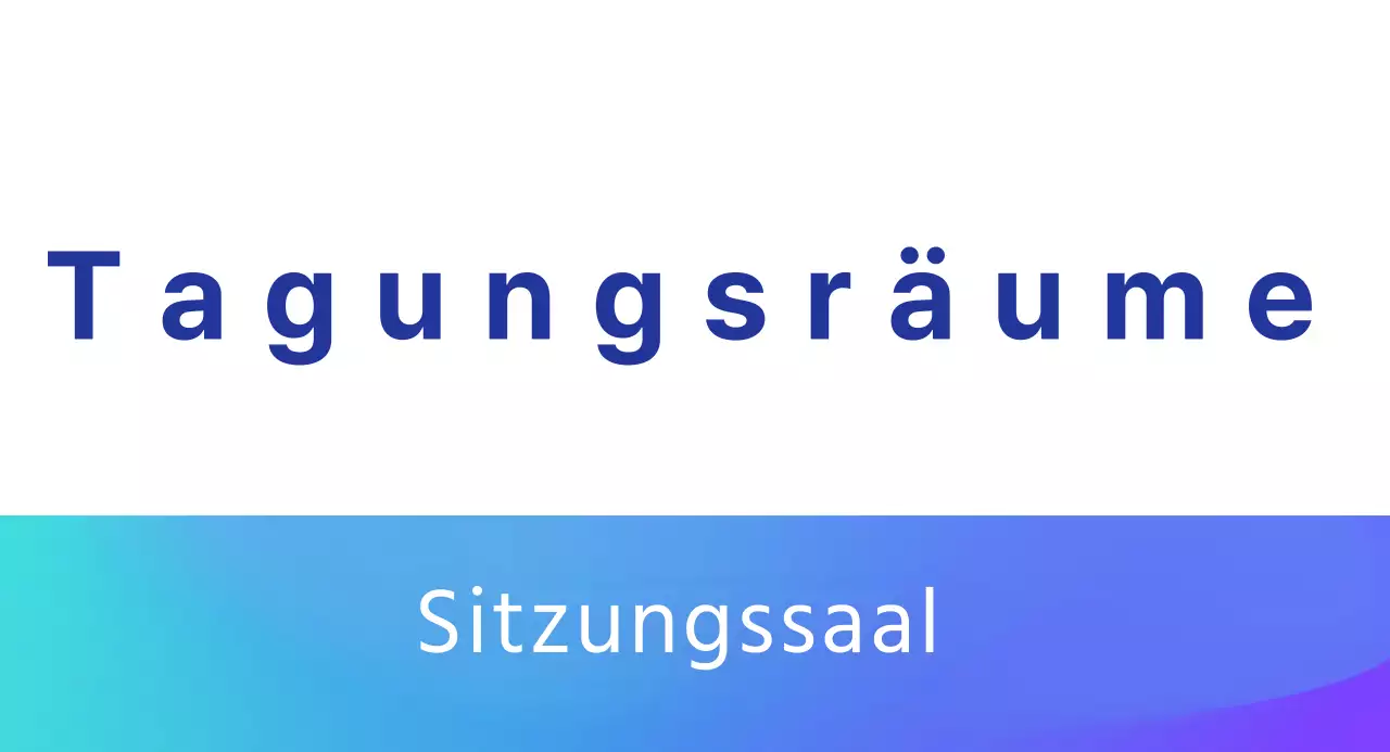 Leitfaden für Tagungsräume mit blauem Farbverlauf