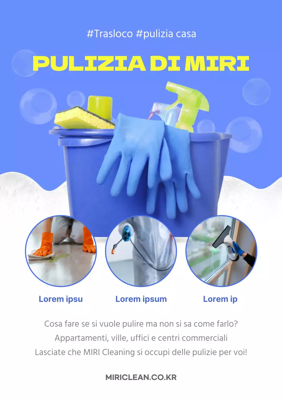 Promuovere un'impresa di pulizie moderna con colori blu e fluorescenti