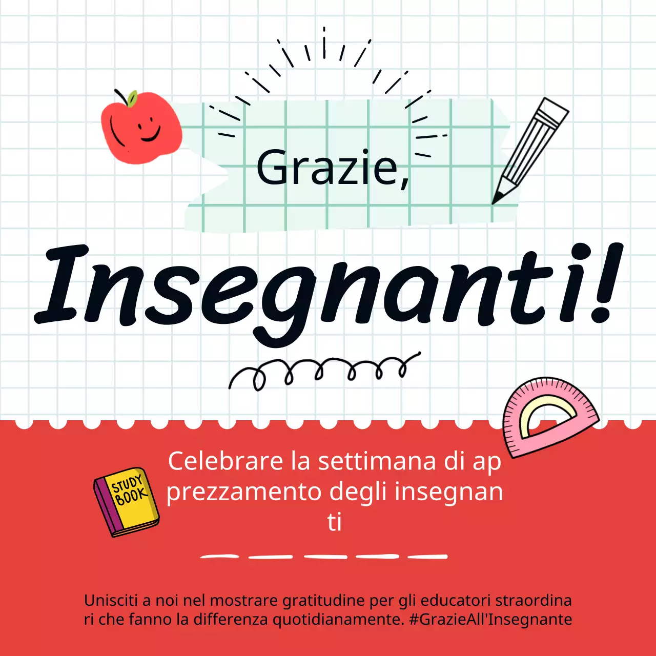 Fascino bianco e rosso della settimana di apprezzamento degli insegnanti Pubblicità