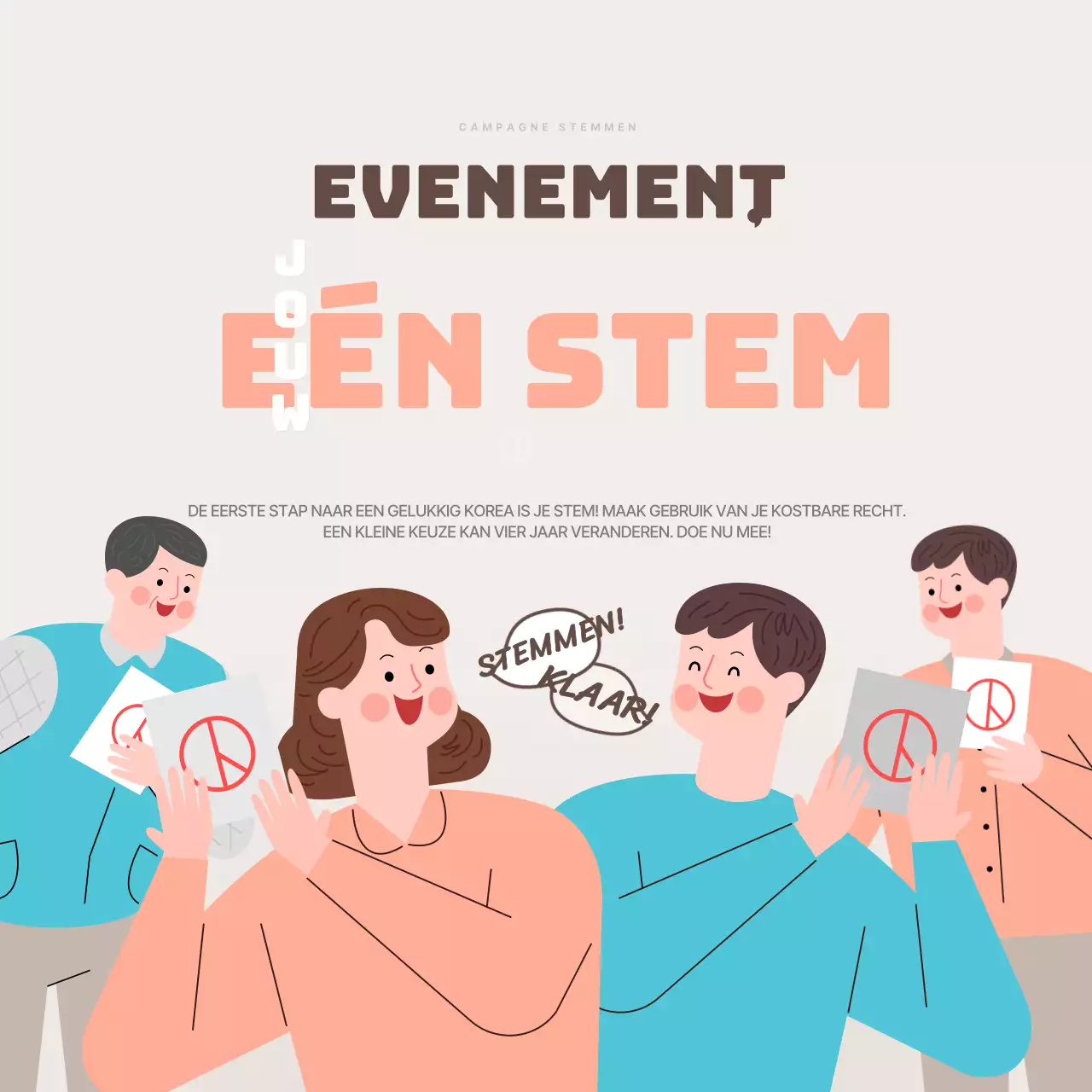 Ga stemmen in oranje en lichtblauw