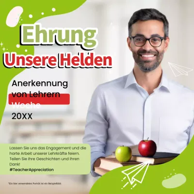 Limette und Rot Trendy Teachers' Day Appreciation Publicity