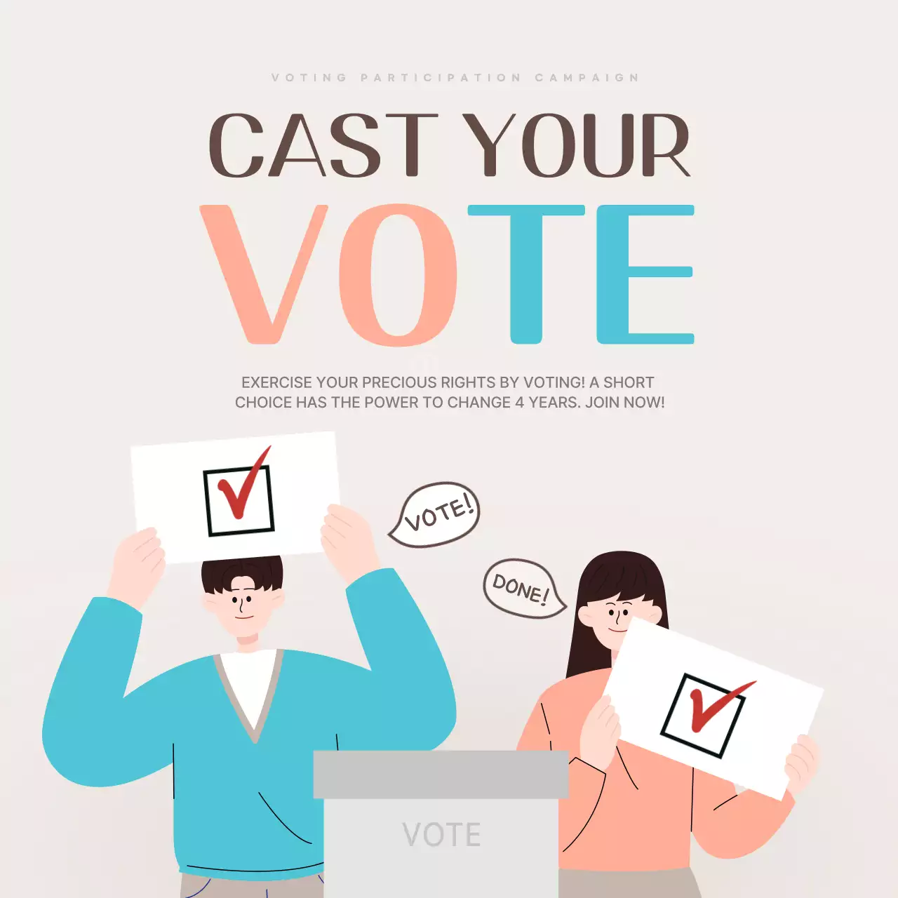 Beige Minimal Voting Announcement Social Media Post