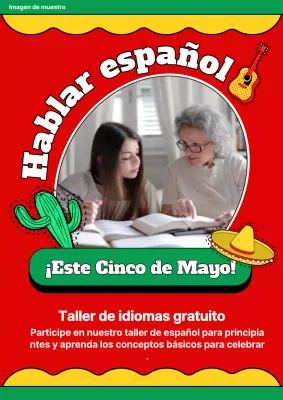 Kitsch rojo y amarillo Lección de español Publicidad