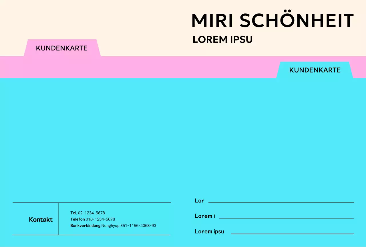 Kundenbetreuungskarten mit einem farbenfrohen Ordnerkonzept