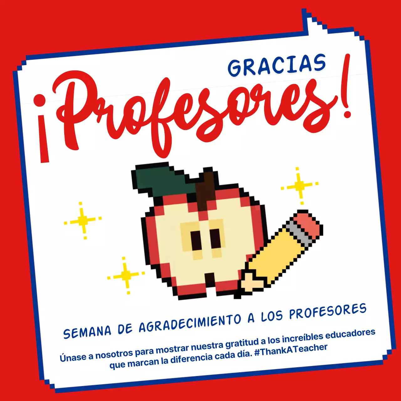 Anuncio retro rojo y blanco para celebrar el Día del Maestro