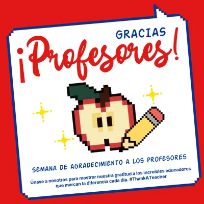 Anuncio retro rojo y blanco para celebrar el Día del Maestro