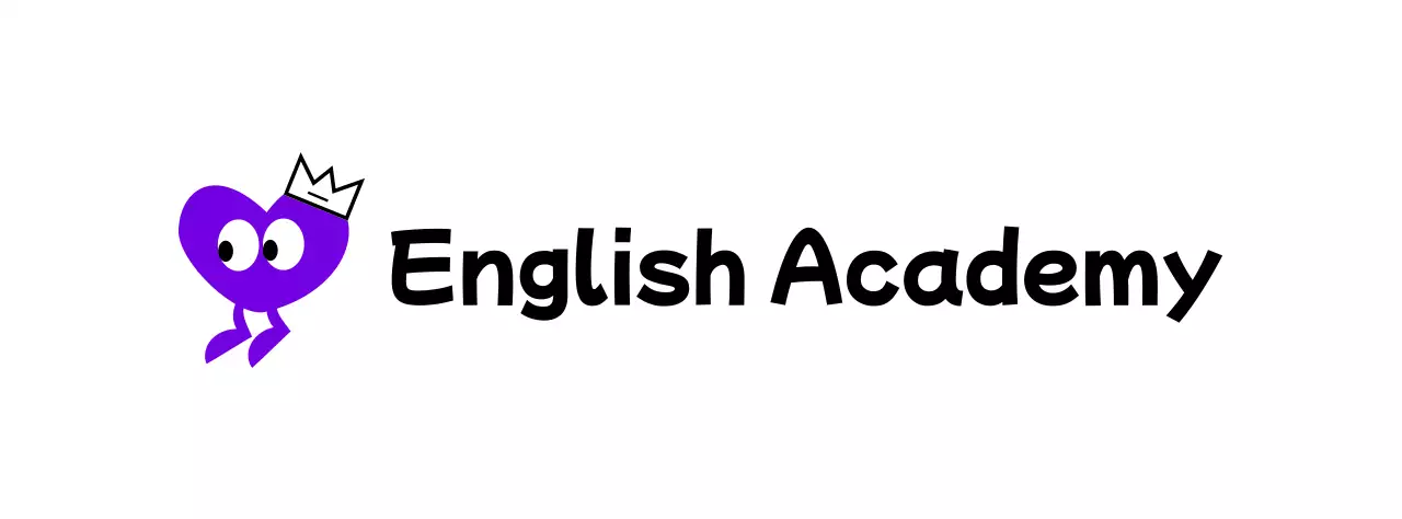 English Academy with a cute concept featuring a purple heart character