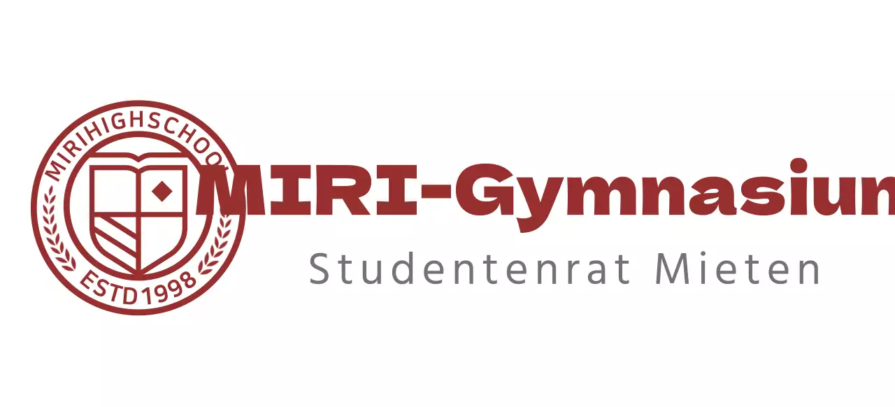 Logo der High School in Form eines kreisförmigen Bildungssymbols in Burgunderrot