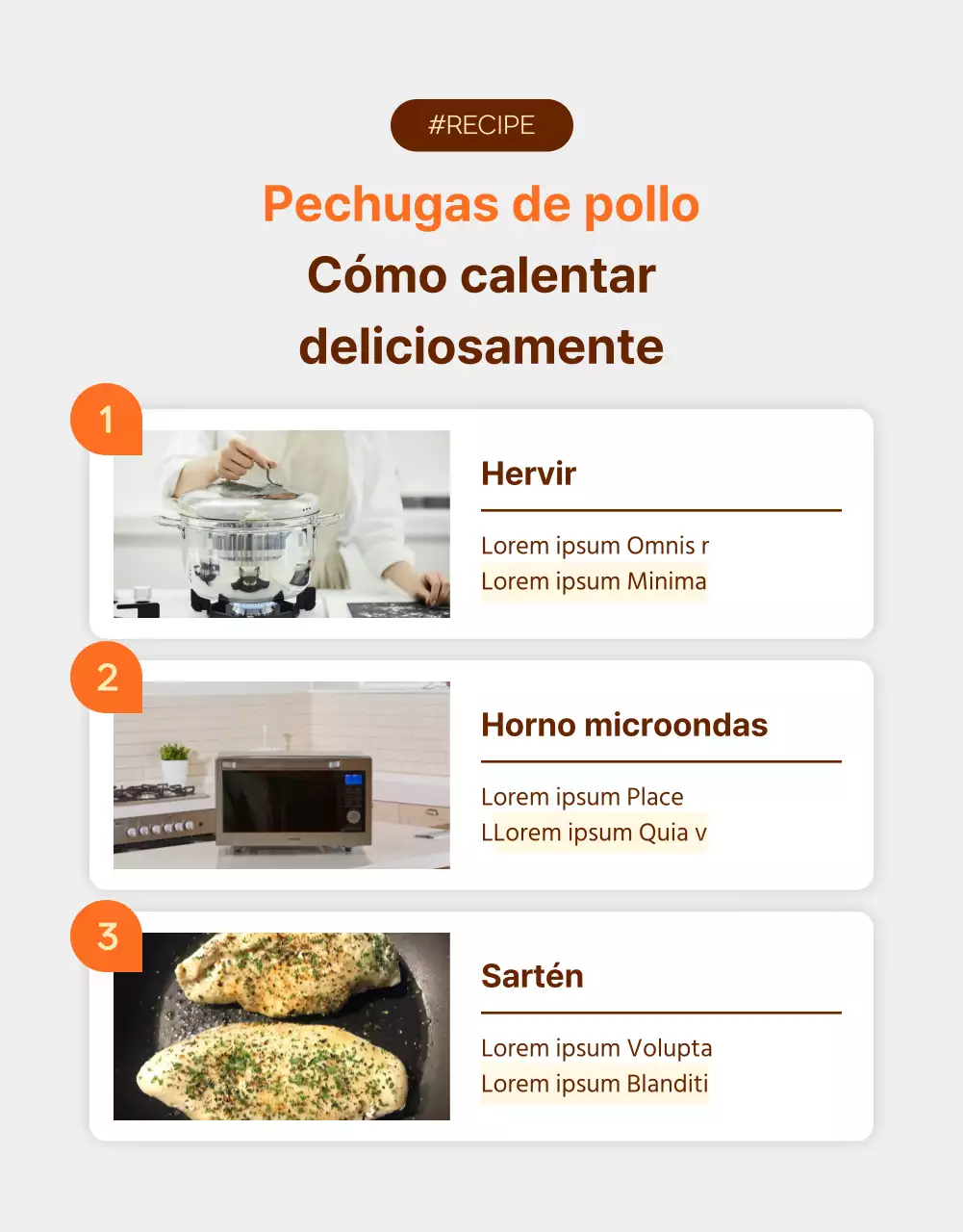 Promover Pechugas de Pollo de Simple Diet en Naranja y Marrón