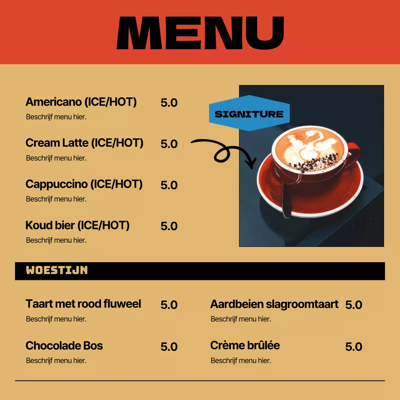 Promoot een vintage geïnspireerd café in geel en rood