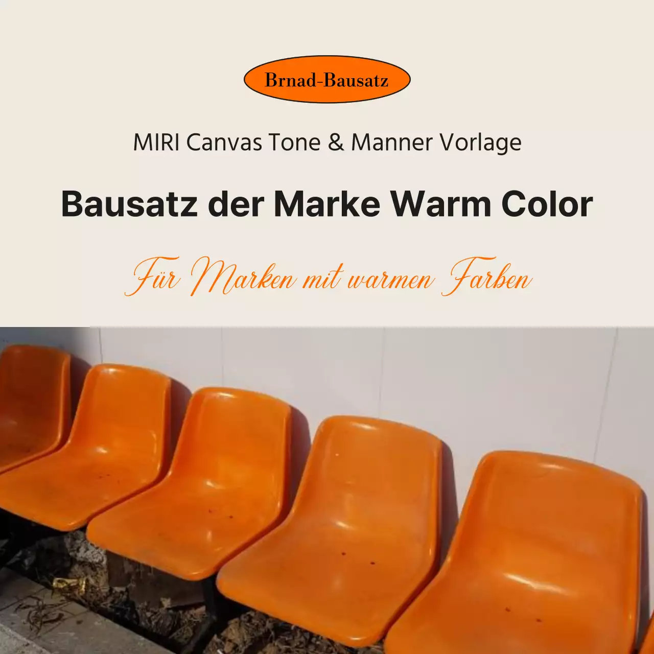 Minimalistische Möbelhaus-Bausatzwerbung in Orange und Schwarz