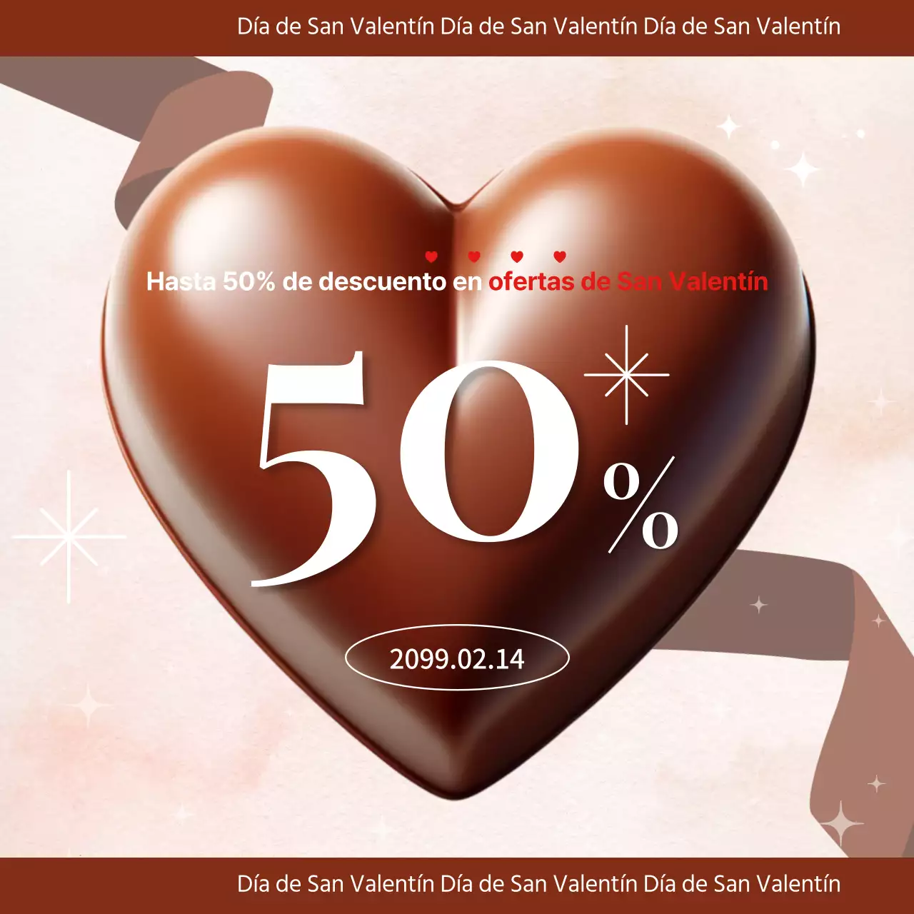 Un lujoso anuncio de San Valentín en marrón y rojo