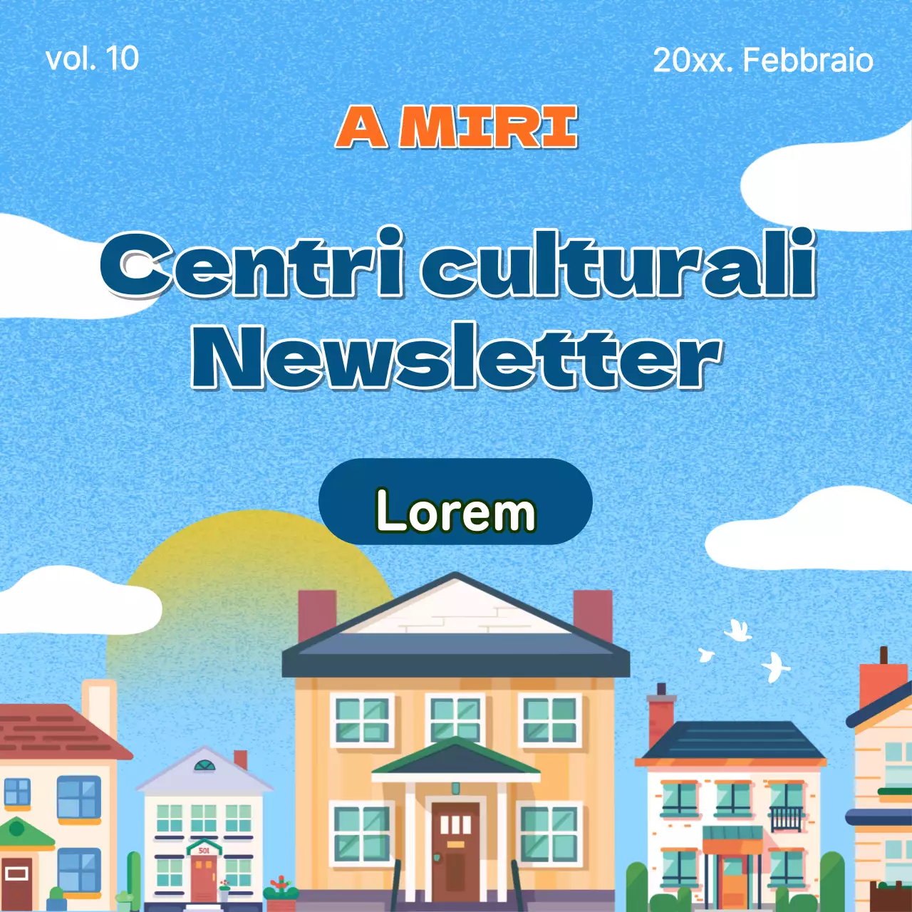 Semplice modello di miniatura blu e giallo per una newsletter