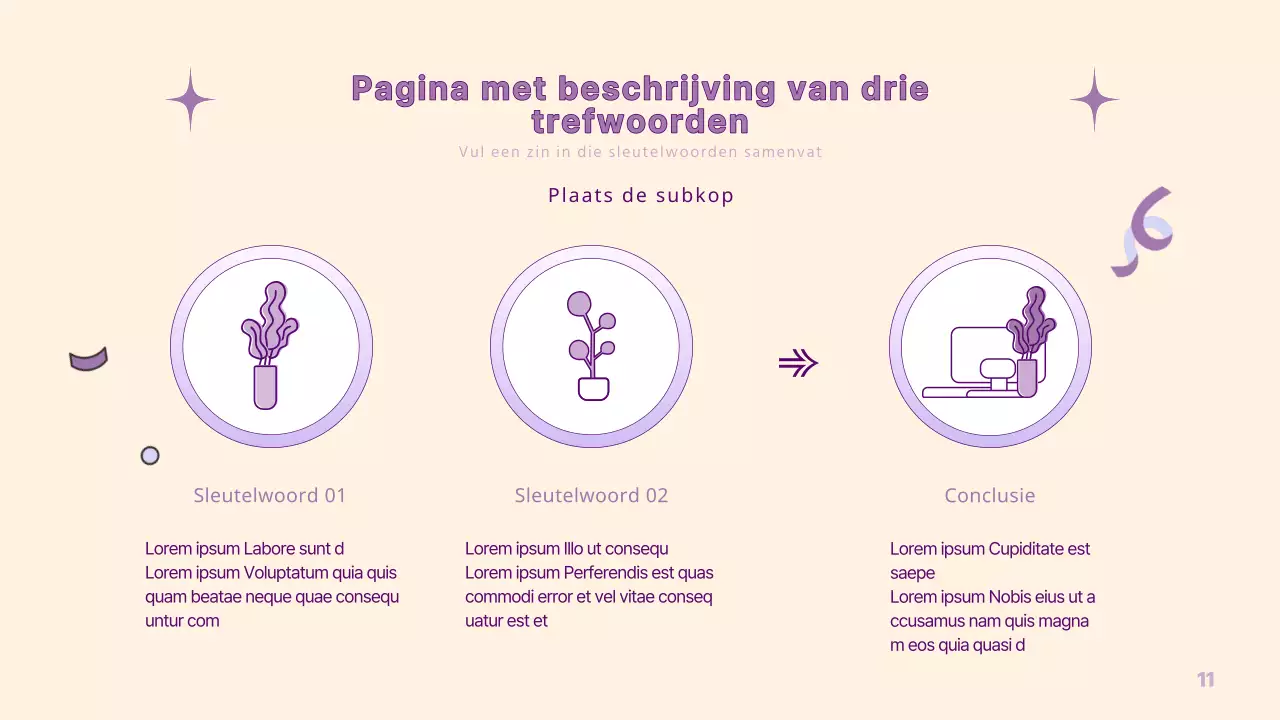 Een eenvoudige PM-presentatie in geel en paars