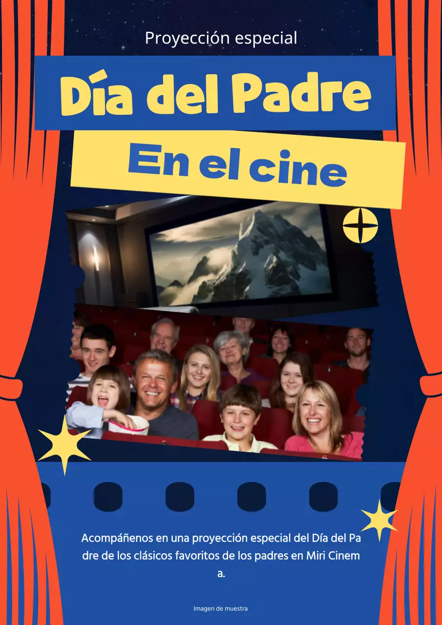 Azul y Rojo Encantador Día del Padre en el Cine Publicidad
