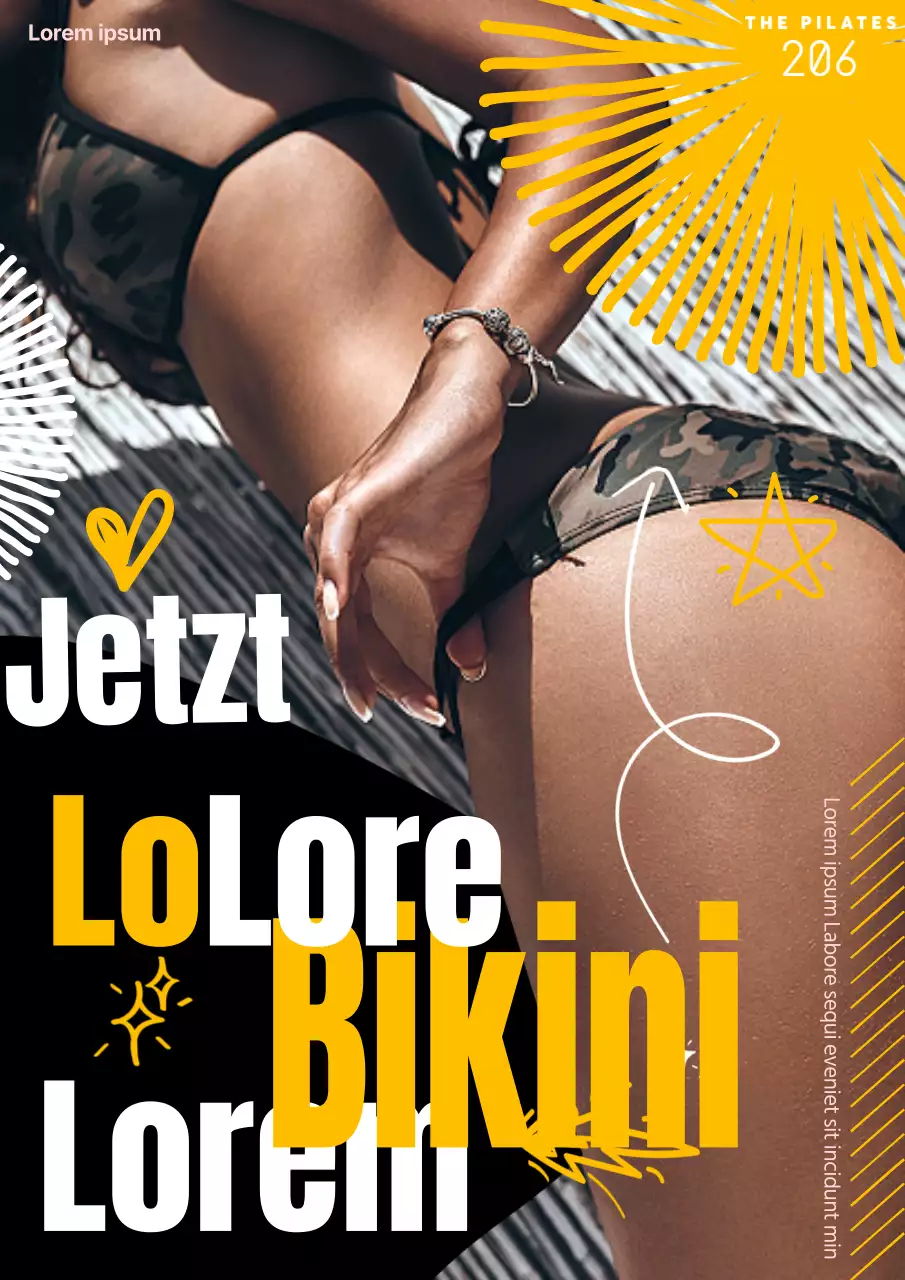 Fördern Sie ein trendiges Bikini-Workout in Gelb und Schwarz