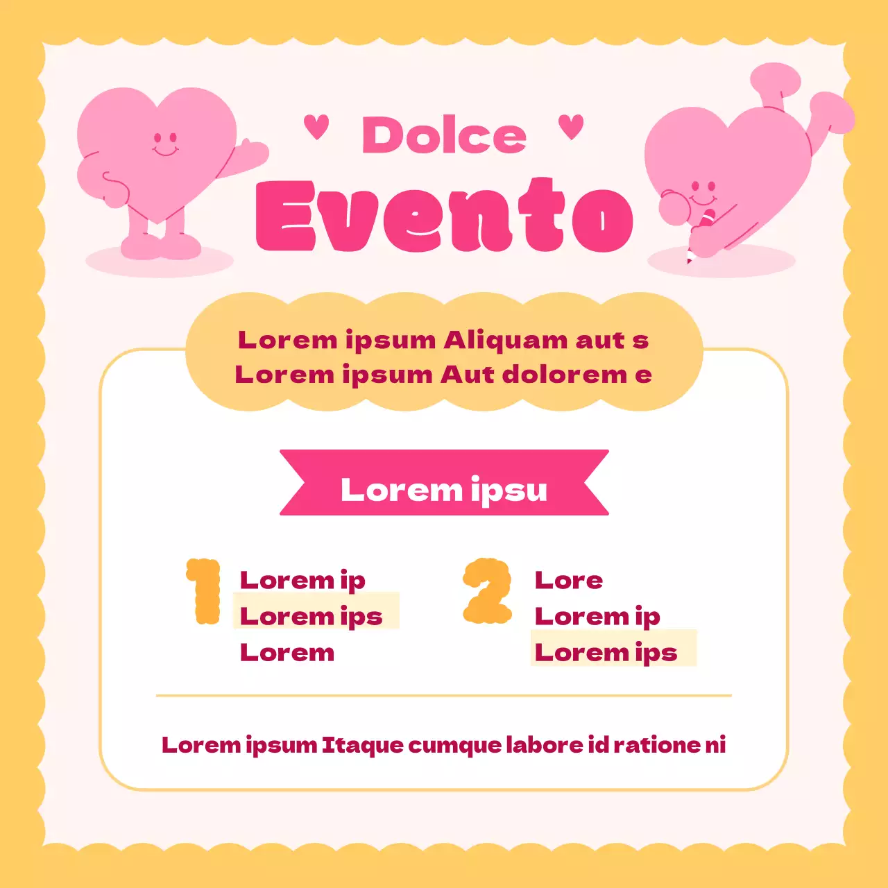 Un grazioso annuncio di San Valentino in rosa e azzurro