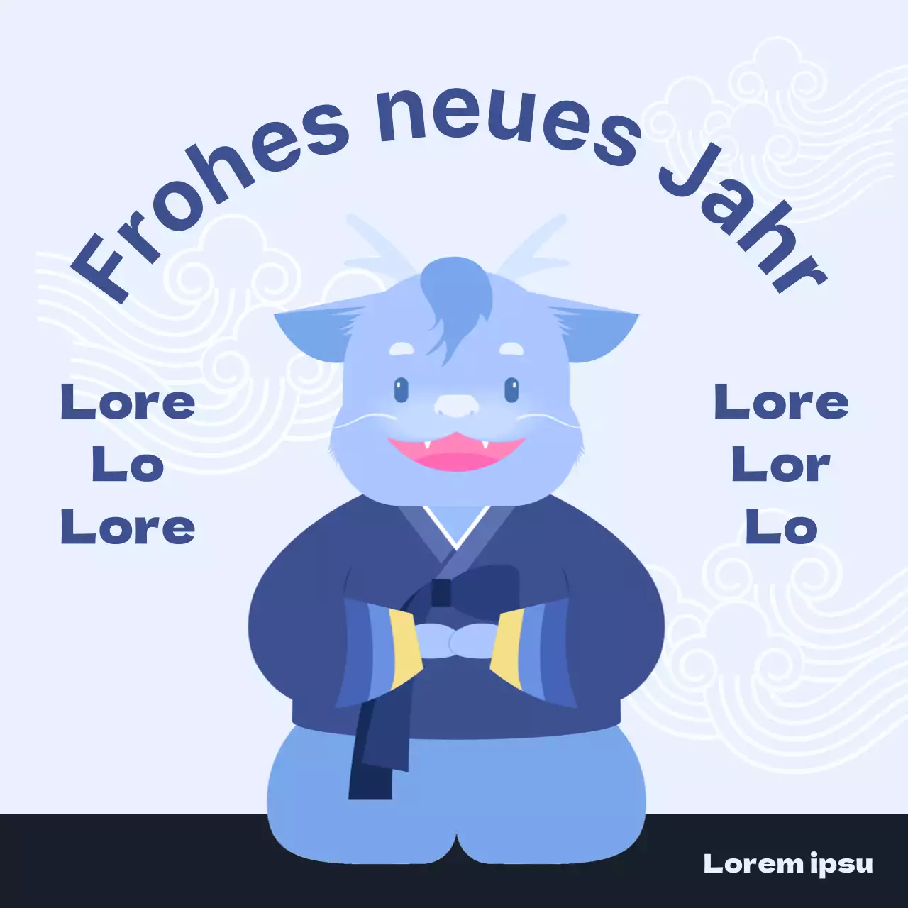 Eine hübsche blau-gelbe Verkaufsanzeige zum Mondneujahrsfest